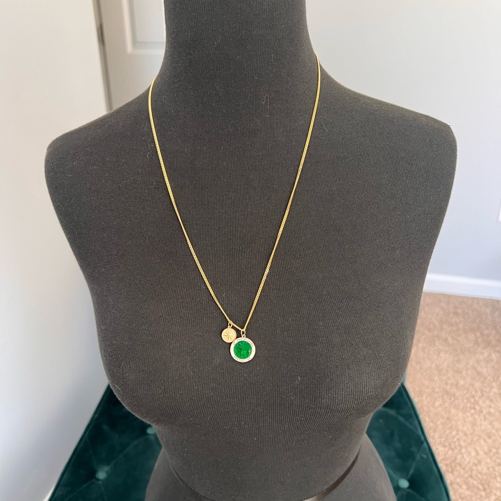 Miansai  Saint Christopher Surf Necklace -  - Gold/Green/White 24in  NWT & BOX